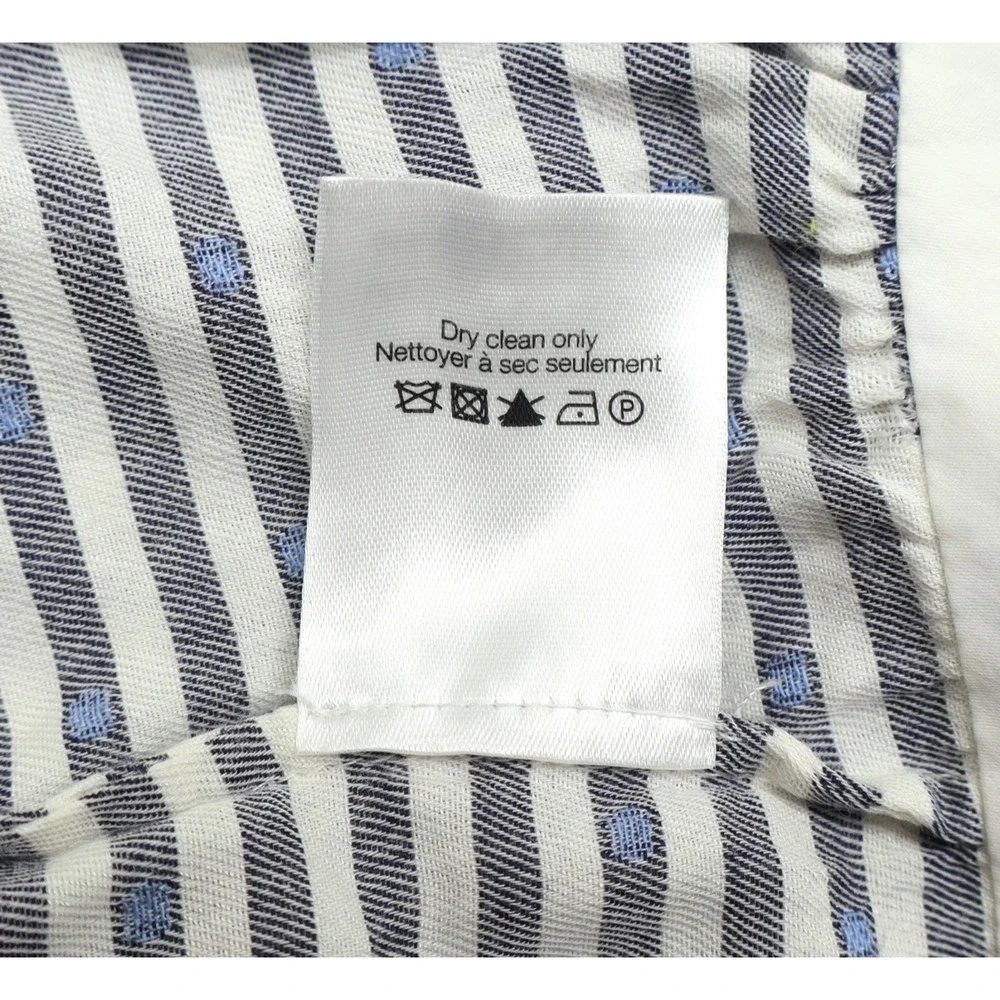 Striped Blue Swiss Dot Long Sleeve Dress Sz 6 - Picture 9 of 10